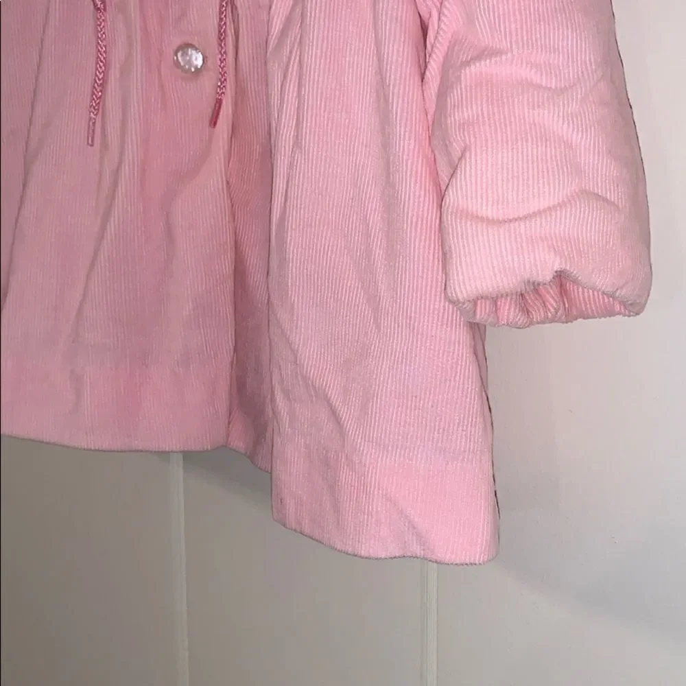 Vtg baby girl pink corduroy‎ coat with hood